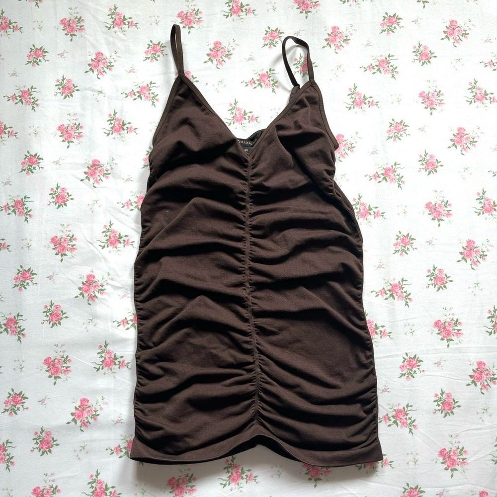 BCBGMaxAzria Dark Brown Ruched Camisole